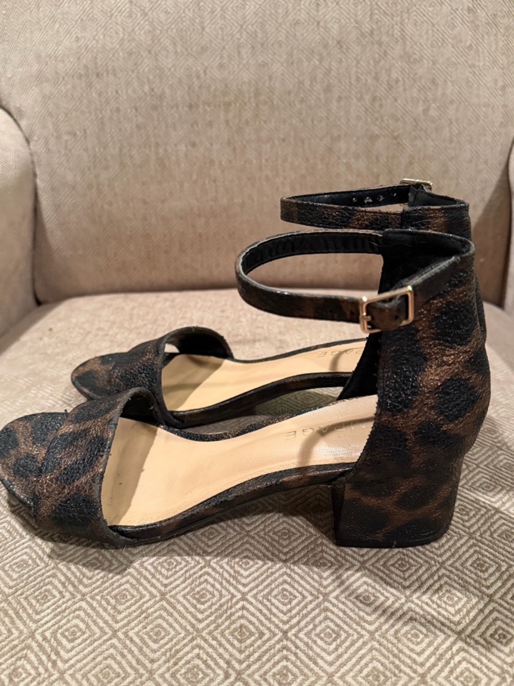 Leopard Print Ankle-Strap Block Heel Sandals